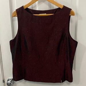 Coldwater Creek Burgundy Sleeveless formal Top size 16 sparkle side zipper Fall